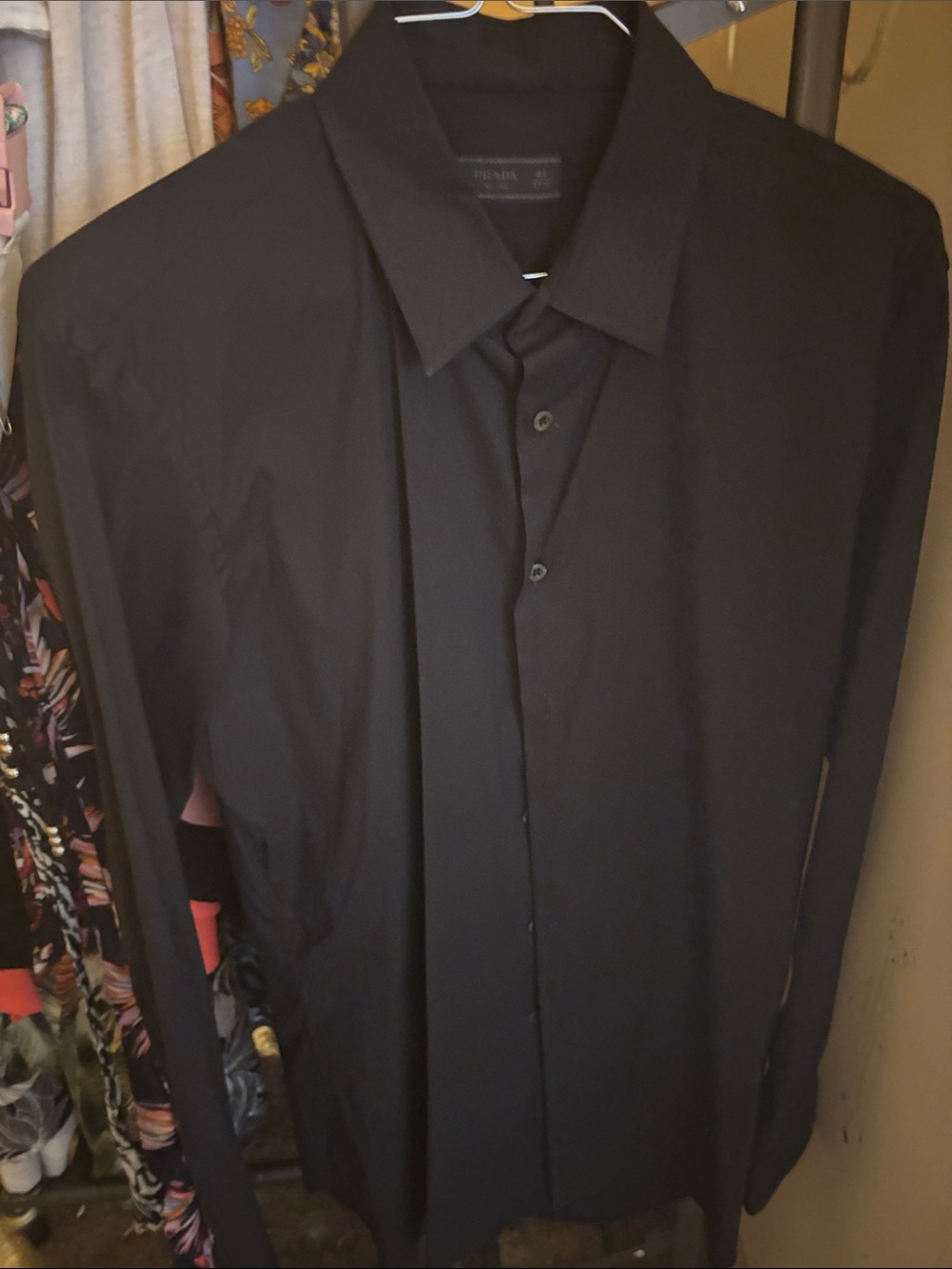 Prada Men’s Black Long-Sleeve Dress Shirt